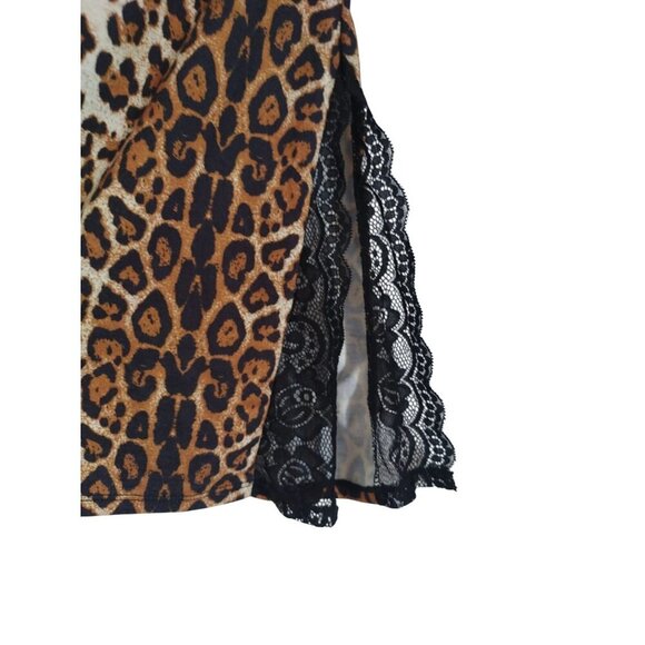 Leopard Print Lace Trim Cami Nightgown By Avidlove Size S Brown & Black. NWT - Picture 6 of 9